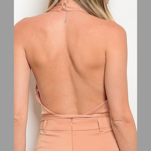 💫HP💫Apricot Wide-Leg Halter Jumpsuit - Picture 4 of 5